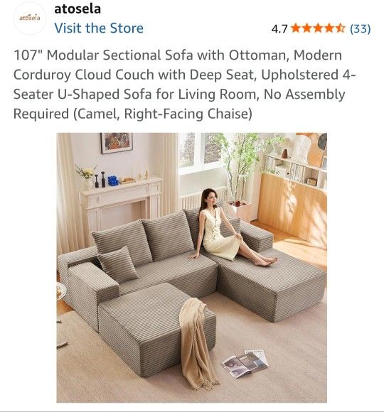 Modular Sectional Sofa with Ottoman