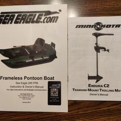 Sea Eagle frameless pantoon boat and motor 