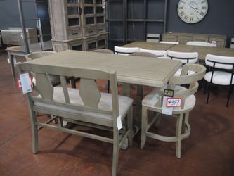 Counter-Height Dining Table — "Rustic Cottage" (Weathered Gray)