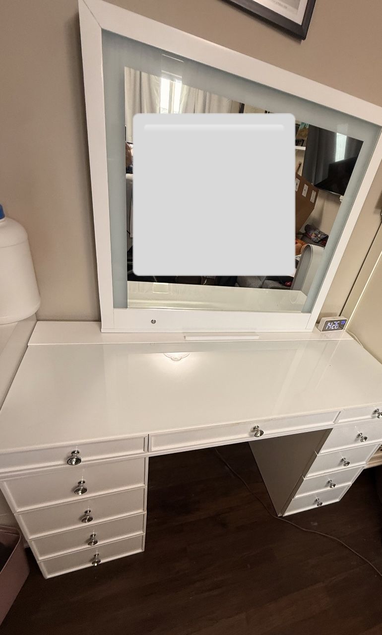 White tresanti alexandra vanity with LED mirror