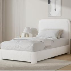TWIN SIZE BED FABRIC BOUCLE COLOR WHITE 💥79.00 💥👉 BRAND NEW 👈