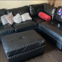 Leather Black Sectional
