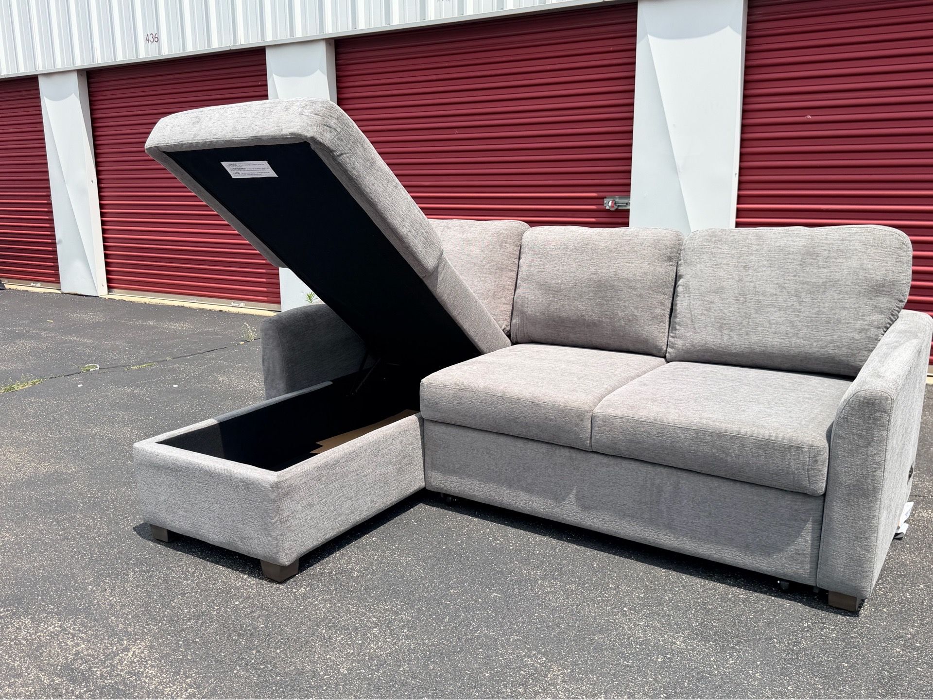 Gray Sleeper Sofa | Storage Chaise