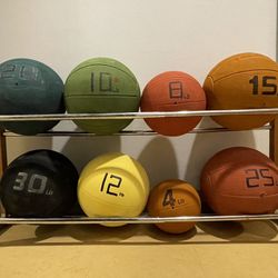 Full Set Exercise Balls with a rack