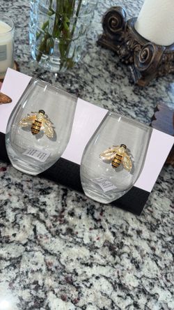 Set of 2 stemless wine glasses