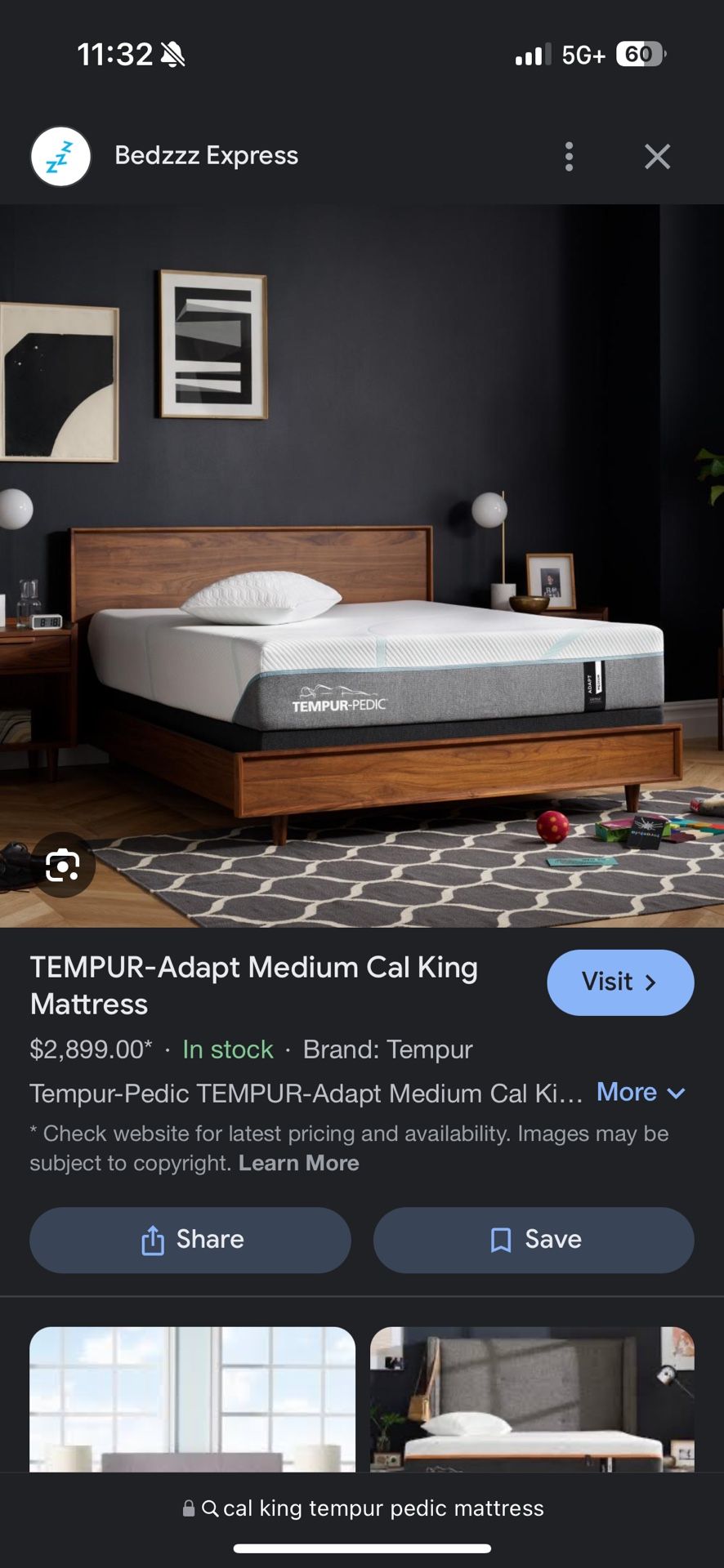 California King TemperPedic Mattress / Topper & Box Springs