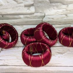 Burgundy And Gold Napkin Ring Holders