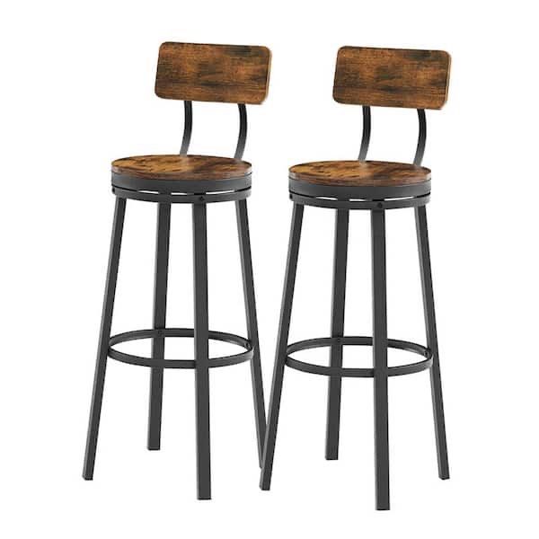 40.5 in. Swivel Bar Stool with Backrest, Industrial Style, Metal Frame(Set of 2)