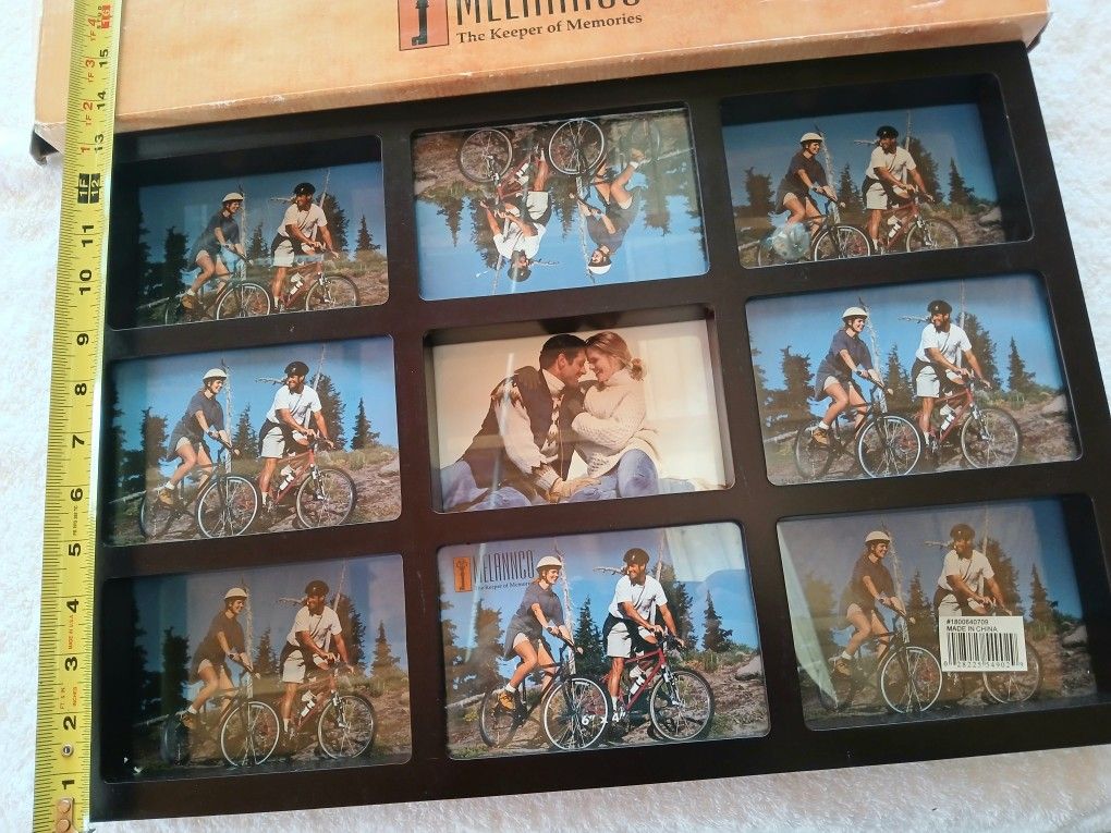 Brand New Dark Mahogany 9-Opening Photo Frame