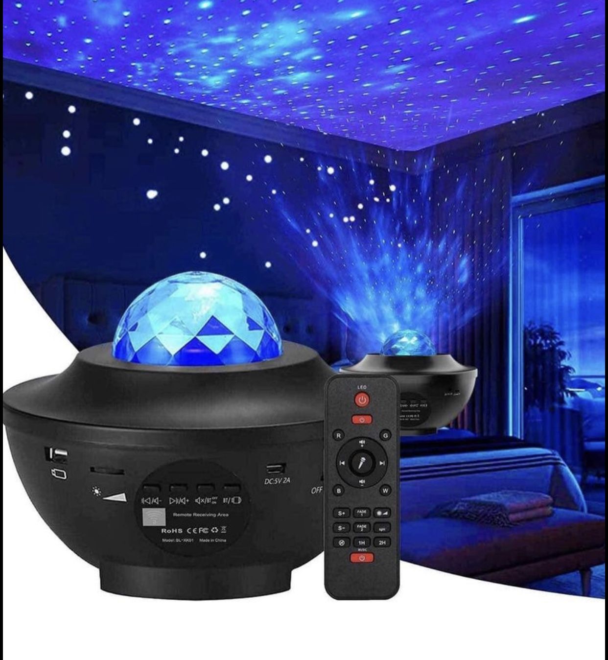 Star Projector Night Light Bluetooth Speaker, Ocean Wave Bedside Lamp, Music Player, Adjustable Ligh