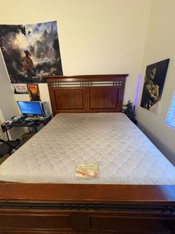 Wood bed frame and dresser
