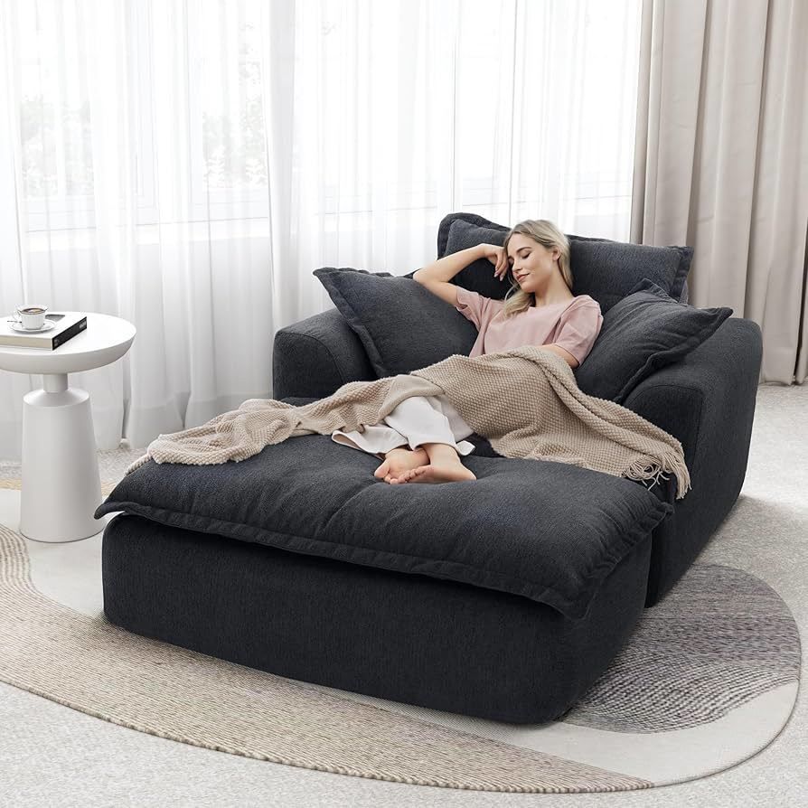 B233 $180  50" Oversized Chaise Lounge Indoor Sofa Bed with Ottoman