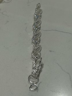 Sterling Silver Dragon Link Chain Bracelet