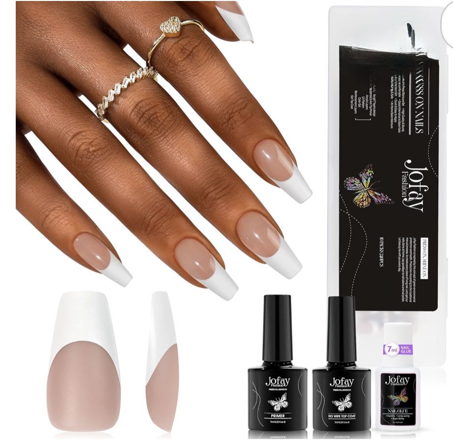 240 Pcs French Tip Coffin Soft Gel Nail Tip Kit