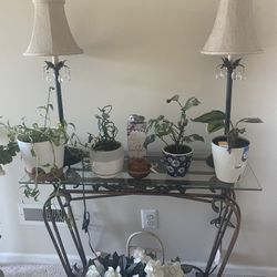 Glass table And 2 Lamps