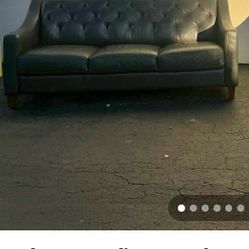 Gray Leather Sofa 