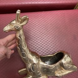 Gold giraffe planter 