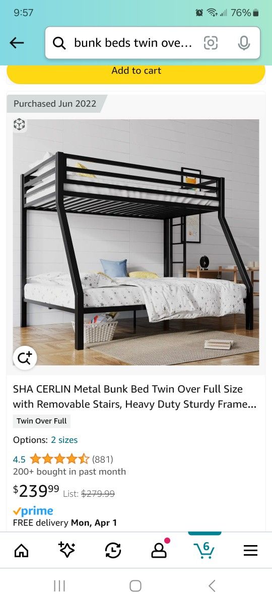 Metal Bunk Bed- Twin/Full