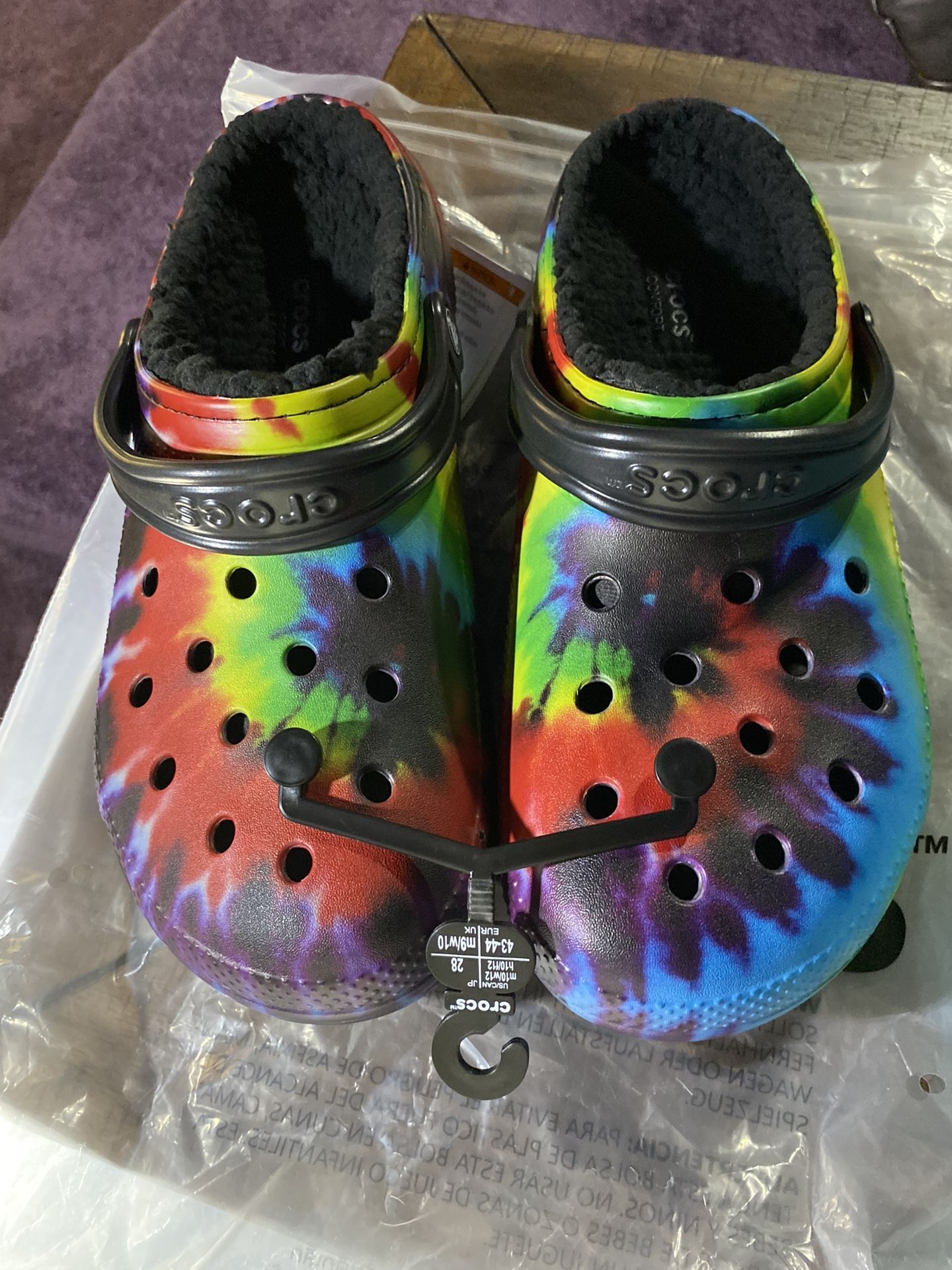 Tie dye crocs fur new arrivals