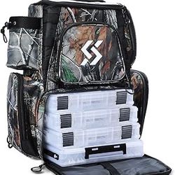  Fishing Tackle Backpack Waterproof Tackle Bag Storage with 4 Trays Tackle Box