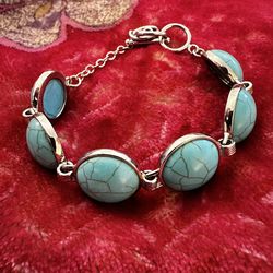 Blue Silver Circle Bracelet 