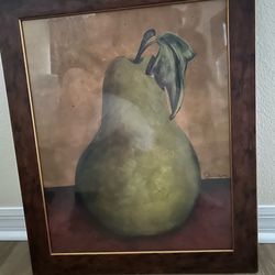 Framed and under glass: Pear Print -  The frame is very classy tlacquer. 19.5i x 24.