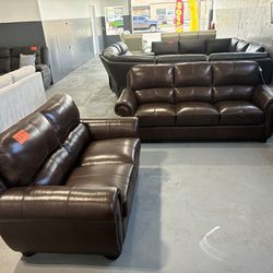 2pc Leather love seat and sofa