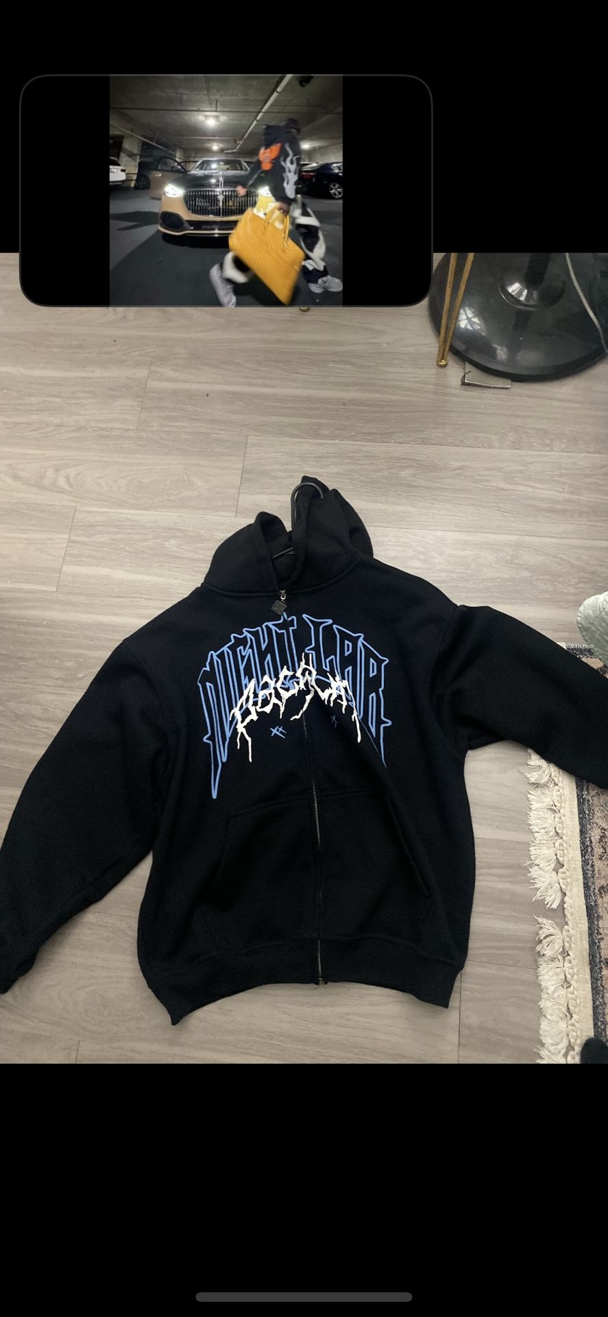 NightLiar “Made in the Night” Angel Wings Hoodie – Black/Blue Limited Zip-Up