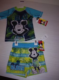 Mickey Swim Suit & crocs