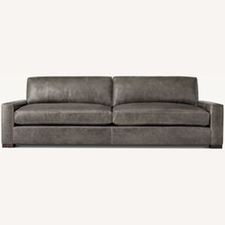 Restoration Hardware Maxwell Gray Leather Couch