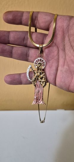 Santa muerte gold chain