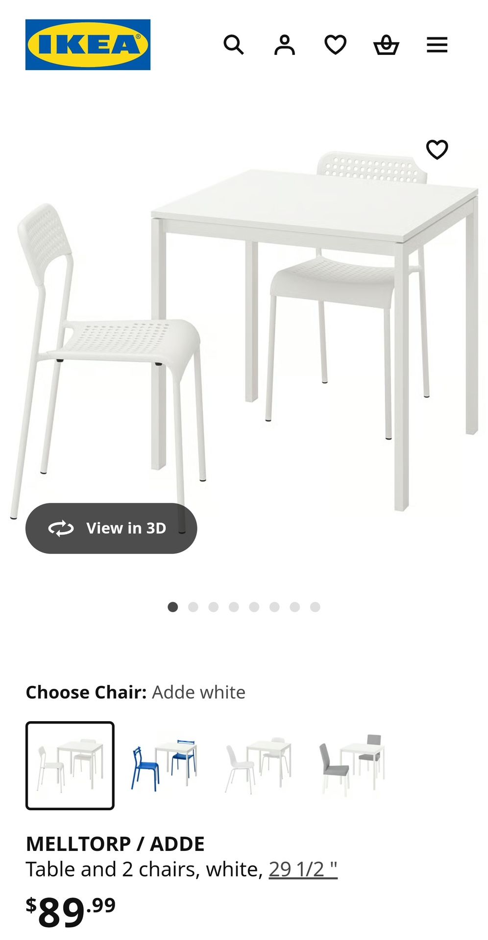 IKEA MELLTORP / ADDE Table and 2 chairs, white, 29 1/2 "