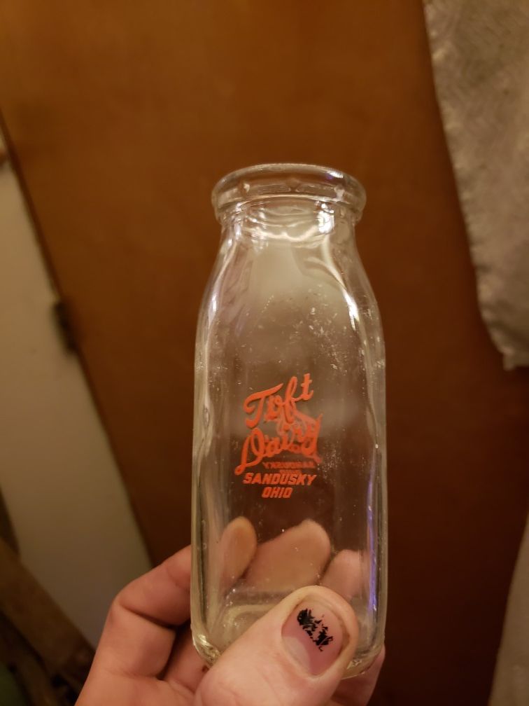 Antique Toft Dairy milk bottle from Sandusky Ohio