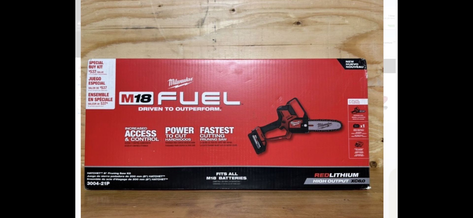 Milwaukee M18 FUEL 8 in. 18V Lithium-Ion Brushless HATCHET Pruning Saw Kit with 6Ah High Output Battery and Charger
