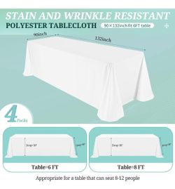 8ft White Table Clothes (SET OF 4)