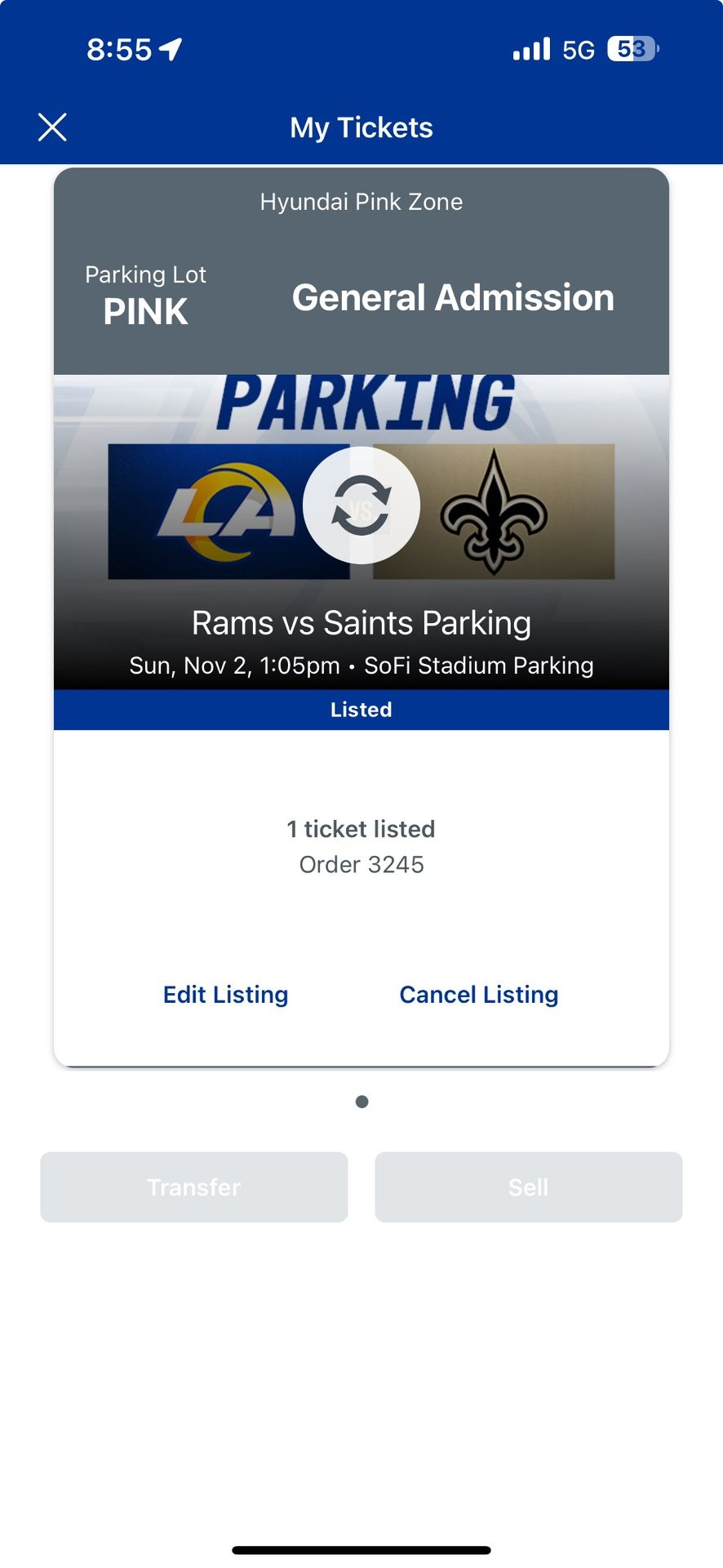 Rams Vs Saints Pink Lot Parking