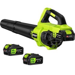 RYAHT Leaf Blower Cordless, Leaf Blower with Battery and Charger - 2 x 4.0Ah Batteries, 2 Speed Modes, 21V Powerful Lightweight Electric Blowers for L