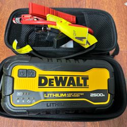DEWALT 2500 Peak Amp Lithium Jump Starter with USB Power Bank and Carrying Case