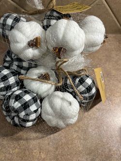 NEW Set of 2 Bags of White & Black Cloth Pumpkins