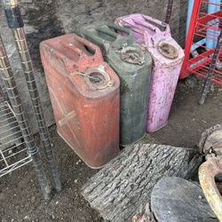 3 Antique Metal Gas Cans 