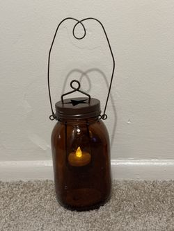 Glass Jar Lantern with Battery Operated Tea Light Candle