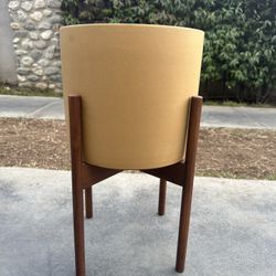 Modernica Ceramic Plant Pot W/ Wood Stand