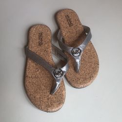 Girls Michael Kors Flip Flops Silver Size 13