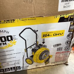 Champion Power Equipment 160 MPH 1300 CFM 224 cc Walk-Behind Gas Leaf Blower with Swivel Front Wheel and 90-Degree Flow Diverter