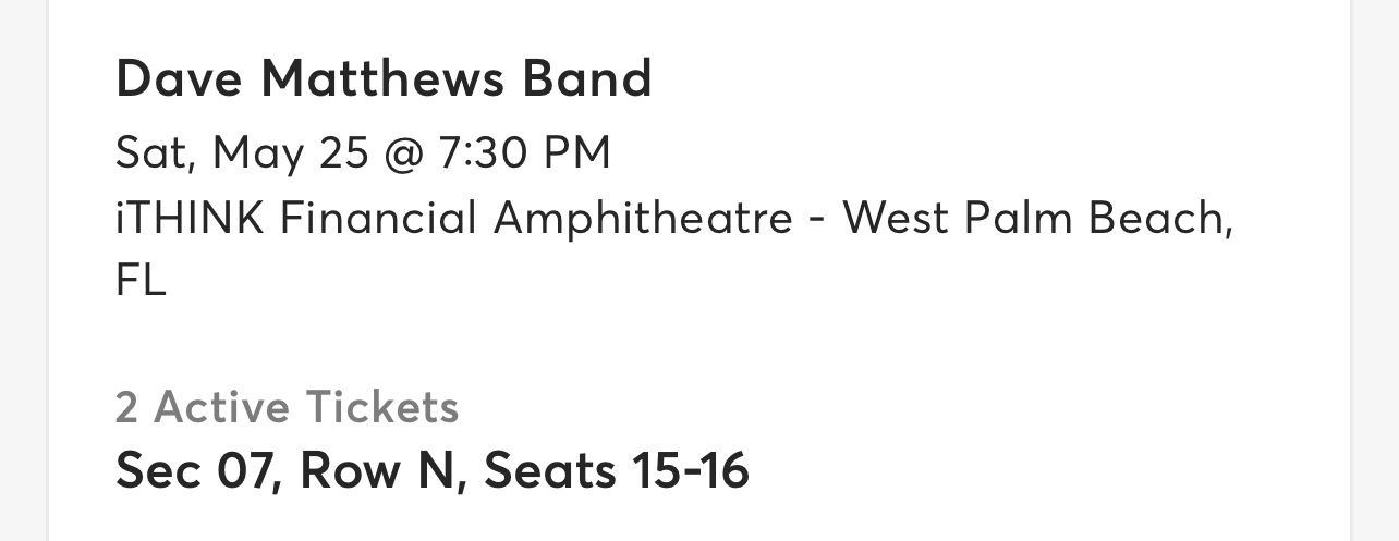Dave Matthews’s Concert Tickets
