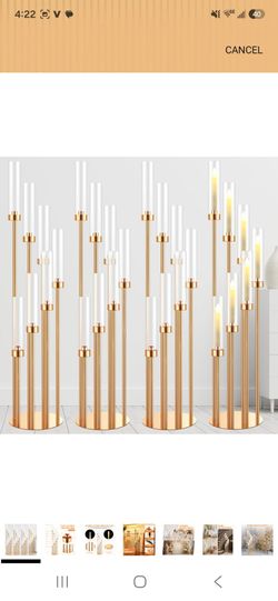 4 Sets Gold 7 Arm Floor Candelabra Metal Candle Holders