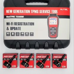 Set Of 4 Rubber Sensors And Autel TS508WF TPMS Diagnostic Tool With Free Updates