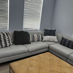 Grey Sectional Couch Chaise ,  & Ottoman 