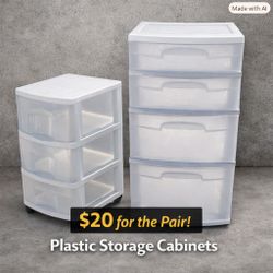 Plastic Storage Cabinets – $20 for the Pair