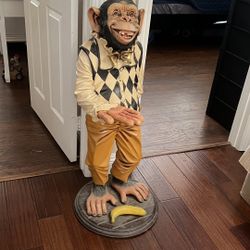 Large Monkey Chimp Butler Statue Restaurant Decor Chimpanzee Display Funny Decor